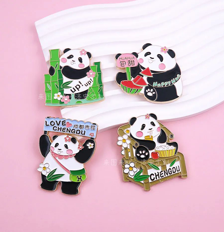 大熊猫和花文创冰箱贴定制分享